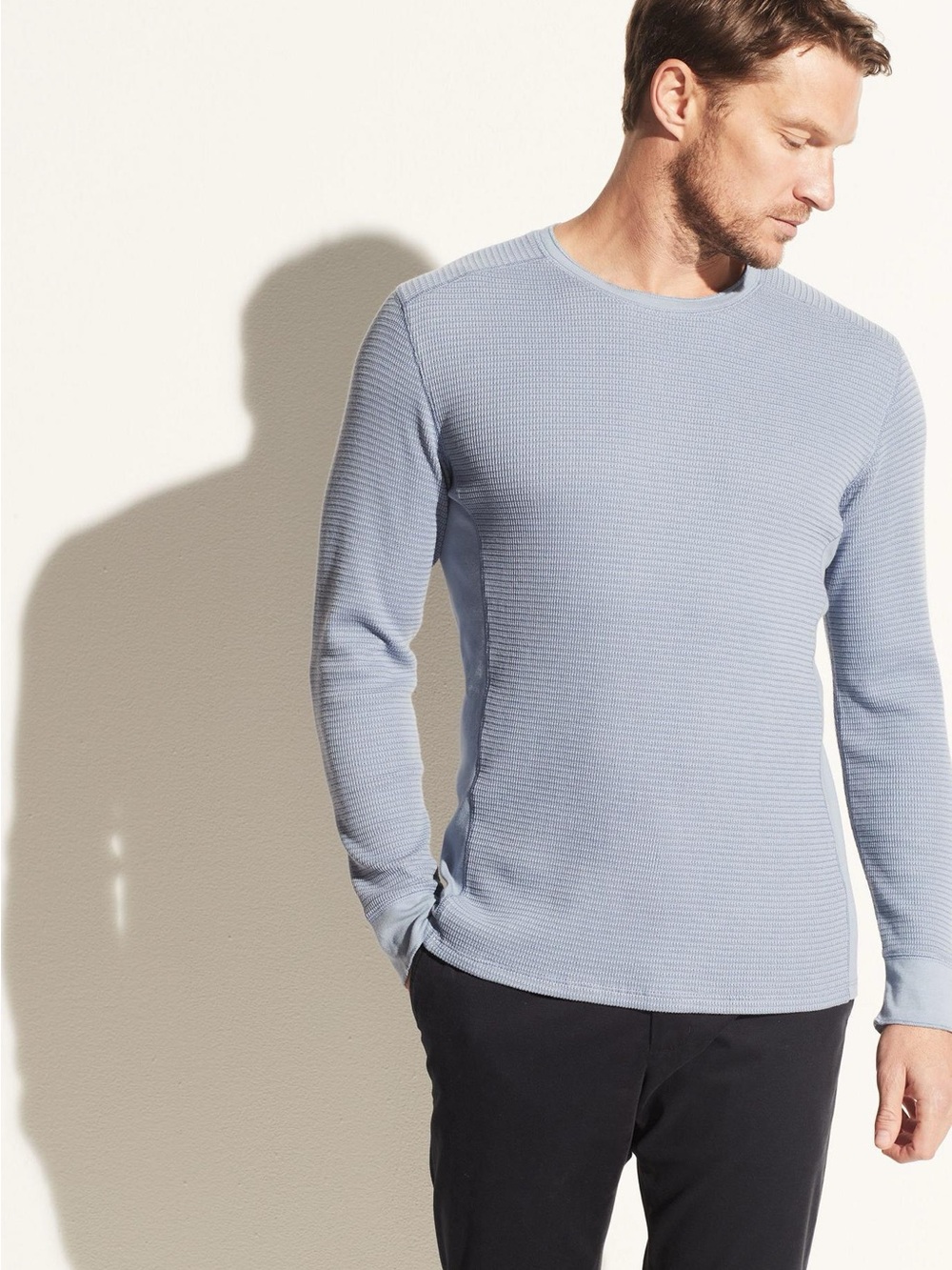 VINCE Thermal Long Sleeve Waffle Crew Neck
